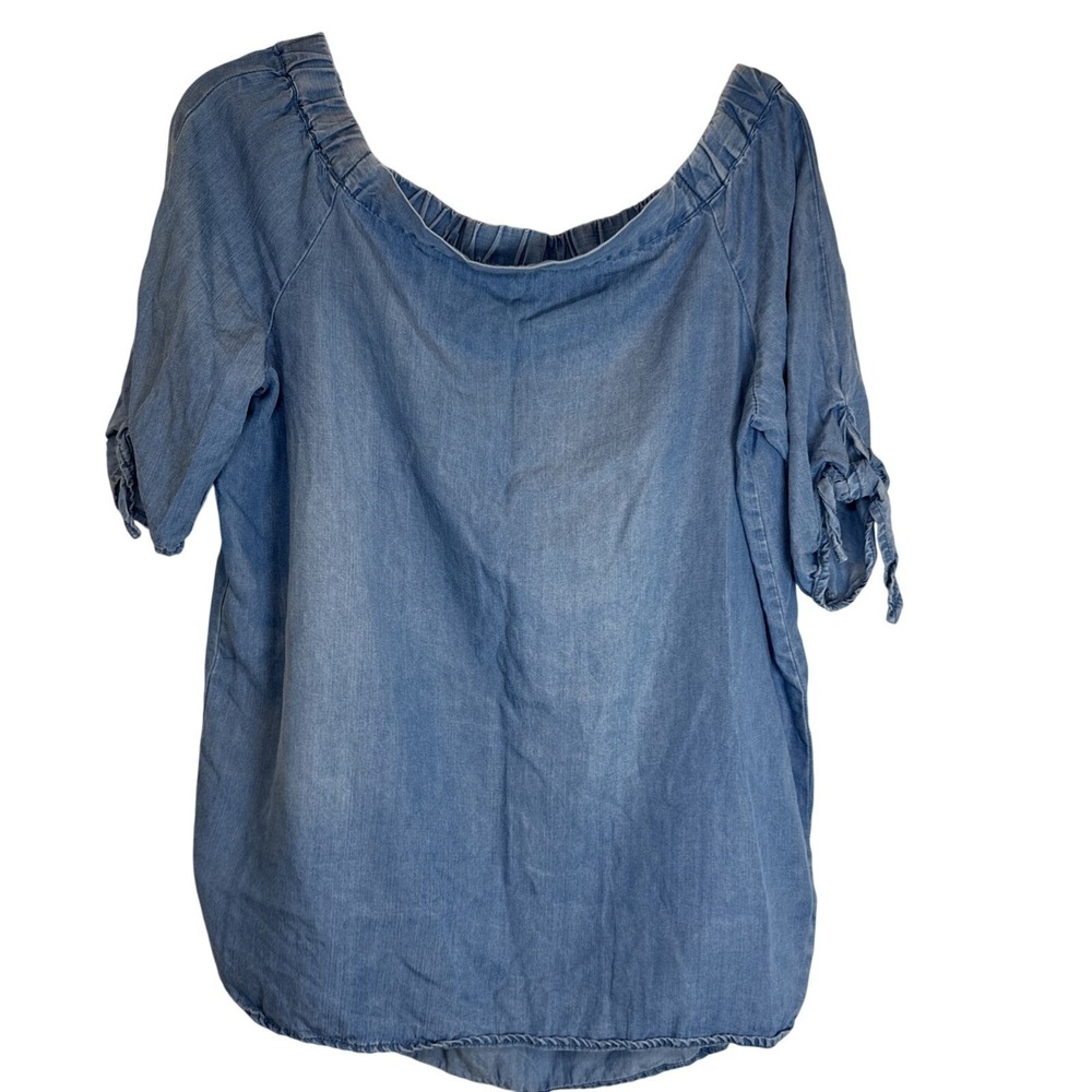 Velvet Heart Light Blue Chambray Peasant Blouse